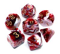 CREEBUY D&D MTG Jeu de dés polyédriques mélangés rouges et blancs pour Donjon et Dragons D&D MTG 7 dés polyédriques