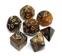 CREEBUY Dés DND polyédriques pour donjons et Dragons D&D - Mélange de Couleurs Or et Noir - avec Sac à dés