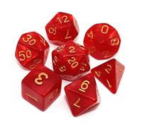 Creebuy DND Lot de 7 dés polyédriques pour Donjon et Dragons, D&D, Pathfinder, MTG, Jeu de rôle, avec Sac de dés, Rouge