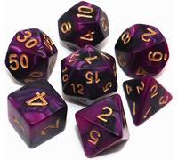 Creebuy Dnd Lot De 7 Dés Polyédriques Pour Donjon Et Dragons Mtg,D&d,D20,D12,D10,D8,D6,D4,Noir-Violet