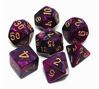 Creebuy DND Lot de 7 dés polyédriques pour Donjon et Dragons MTG, D&D, D20, D12, D10, D8, D6, D4, Noir-Violet