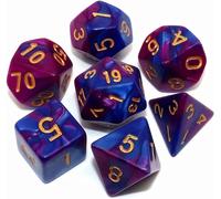 Creebuy Dnd Lot De 7 Dés Polyédriques Pour Donjons Et Dragons Mtg, D&d, D20, D12, D10, D8, D6, D4 Bleu Violet
