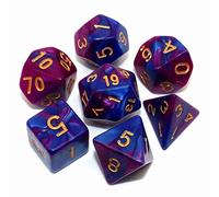 Creebuy DND Lot de 7 dés polyédriques pour donjons et Dragons MTG, D&D, D20, D12, D10, D8, D6, D4 Bleu Violet