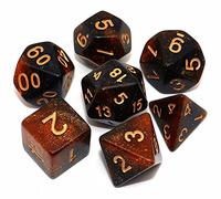 CREEBUY DND Lot de dés Noirs et dorés avec Motif de Brouillard pour Donjon et Dragons D&D D20, D12, D10, D%, D8, D6, D4