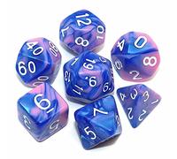 CREEBUY, Ensemble de dés polyédriques roses pour donjons et dragons, D&D, lot de 7 dés de jeu de rôle, avec sac