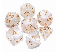 CREEBUY Jeu de dés DND 7 pièces Transparent Mélange de dés Blanc Nuage pour Donjons et Dragons D&D RPG Jeux de rôle Dés polyédriques