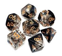CREEBUY Lot de 7 dés DND pour Donjon et Dragons D&D RPG Pathfinder, jeux de table transparents, mélange noir, nuage noir