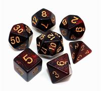 CREEBUY Lot de 7 dés polyédriques pour donjons et Dragons, Jeux de rôle, Rouge avec nébuleuse Noire