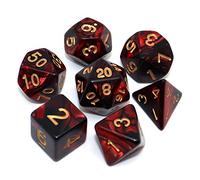 CREEBUY Lot de 7 dés polyédriques pour donjons et Dragons MTG Rouge/Noir