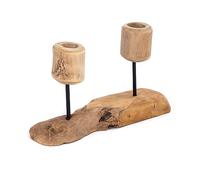 CREEDWOOD BOUGEOIR 2 Lights | Bois de Teck, 2 Bougies | Bois Bougeoir, Chandelier en Teck, décoration de Table en Teck, Support pour Bougies, Racine bougeoir