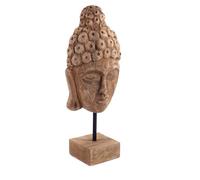 CREEDWOOD Sculpture de Bouddha | Bois de Mangue | Masque décoratif, Figure Statue de Bouddha en Bois, tête de Bouddha sur Socle, Statue, Objet décoratif Bouddha