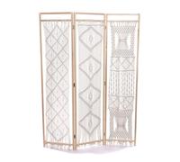CREEDWOOD SÉPARATEUR DE PIÈCES Boho | Bois, 166x123 cm, Blanc | Paravent en macramé, séparation de pièce, cloison bohème, cloison décorative, cloison Pliante