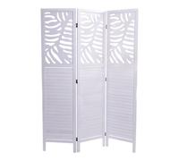 CREEDWOOD SÉPARATEUR DE PIÈCES Palm | Bois, 170x120 cm, Blanc | Paravent avec Gravure, séparation de pièce avec Gravure de Feuille, Brise-Vue Naturel, cloison Pliante