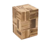 CREEDWOOD Table D'Appoint Puzzle en Teck | 45 cm | Tabouret Dangle, Cube, Bloc | Table pour Plantes, Basse