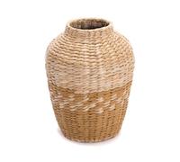 CREEDWOOD Vase Kairo | 32x23 cm, Paille, Naturel/Jaune | Vase de Sol, Vase sur Pied, Vase de Fleurs artificielles, Cache-Pot tissé, Vase de Paille, Vase de Fleurs tressé