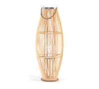 CREEDWOOD Zya Lanterne en bambou | avec anse et insert en verre | Bougeoir en bois | Lanterne décorative pour balcon, jardin, terrasse, appartement | Dimensions : 95 cm
