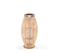 CREEDWOOD Zya Lanterne en bambou | Avec anse et insert en verre | Bougeoir en bois | Lanterne décorative pour balcon ou appartement couvert | Dimensions : 60 cm