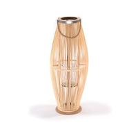 CREEDWOOD Zya Lanterne en bambou | Avec anse et insert en verre | Bougeoir en bois | Lanterne décorative pour balcon, jardin, terrasse, appartement | Dimensions : 80 cm