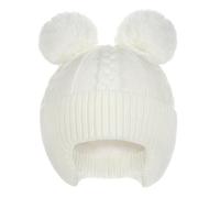 Creekstone Bonnet à pompon chaud et doux avec doublure en polaire pour bébé fille garçon, Blanc., 2-6 ans