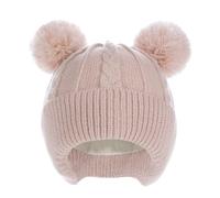 Creekstone Bonnet à pompon chaud et doux avec doublure en polaire pour bébé fille garçon, Rose, 2-6 ans