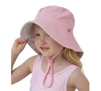 Creekstone Enfant Chapeau de Soleil Protection UPF 50+, Chapeau de Plage D'été Bain avec Rabat pour le Cou, Réversible Large Bord pour Filles et Garçons (FR/ES, Âge, 1 an, 3 ans, Rose)