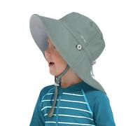 Creekstone Enfant Chapeau de Soleil Protection UPF 50+, Chapeau de Plage D'été Bain avec Rabat pour le Cou, Réversible Large Bord pour Filles et Garçons (FR/ES, Âge, 1 an, 3 ans, Vert)
