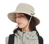 Creekstone Femme Bob Chapeau de Pluie imperméable, Chapeau Souple de Soleil Anti-UV UPF50+, d'été Pliable pour Homme Randonnée, Voyage (FR/ES, Alpha/lettres, Taille unique, Beige)