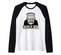 Creep It Real Classic Horror Monster Halloween Humour Design Manche Raglan