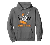 Creep It Real Squelette Skateboard Fantôme Effrayant Halloween Sweat à Capuche