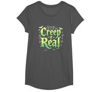 Creep it Real : Typographie Gothique effrayante d'halloween T-Shirt, Fille, Asphalte, L