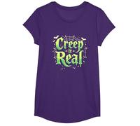Creep it Real : Typographie Gothique effrayante d'halloween T-Shirt, Fille, Violet, XS
