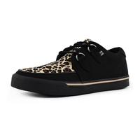 T.U.K. Shoes Baskets basses hommes et femmes Vegan Creeper noir toile et imprimé léopard Taille 38