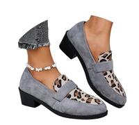 Creepers Homme Mocassins décontractés pour Femmes,Chaussures à Enfiler,Tendance,imprimé léopard,Daim,Talon épais,Baskets de Marche Confortables pour Dames