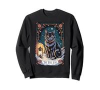 Creepma Carte de Tarot Vintage Folklore Yule Cat Cottagecore Sweatshirt