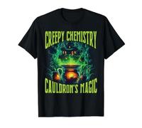 Creepy Chemistry Cauldron's Magic Halloween Science Teacher T-Shirt Graphique avec Valeur, Homme, Noir, S