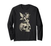 Creepy Cute Fairy Sitting On A Skull Manche Longue