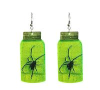 Creepy Halloween Earings Alien UFO Witch Cauldron Glow In The Dark Acrylique Ear Drops (1 paire) (Green, One Size)