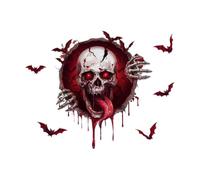 Creepy Halloween Wall Stickers, Self-Adhesive Removable Spooky Skull Bat
