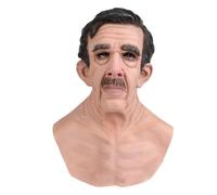Creepy Old Man - Masque de visages humains réalistes entièrement enveloppé de 11,81 pouces, couverture de visage | Masques en latex | pour les soirées cosplay sur scène et les rassemblements effrayant
