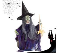 Creepy Witch Home Decor, Halloween Props for Garden, Voice Activated Halloween Decor, Witch Figure with Lights, Halloween Garden Statues, Outdoor Halloween Displays, Decorative Witch for Lawn, Unique