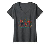 Créer de Petits Artistes : Inspirer la créativité des Jeunes T-Shirt avec Col en V, Femme, Chiné Foncé, S