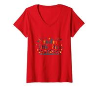 Créer de Petits Artistes : Inspirer la créativité des Jeunes T-Shirt avec Col en V, Femme, Rouge, M