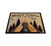 Créer des Souvenirs avec Mon Chien Teckel Préféré, Tente Happy Camper Paillasson De Bienvenue Confortable Paillasson D'Entree Facile À Nettoyer Tapis De Bain pour D'Entrée Salon Terrasse 40X60Cm