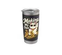 Creer Ma Propre Chance Chat Porte-bonheur Gobelet isotherme en acier inoxydable double paroi