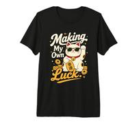 Creer Ma Propre Chance Chat Porte-Bonheur T-Shirt Haut de Gamme