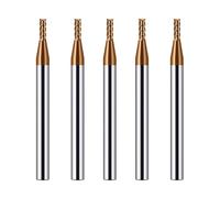 CREEYA 5PCS Fraise Carbure 2mm, 4 dents/4 tranchants Fraises CNC, HRC 55, TiSiN Couleur or Revêtement CNC Fraise en bout, VHM fraise en bout 2mm Pour Acier Métal Bois Acrylique Plastique (2mm)