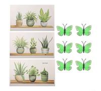 Créez des designs uniques avec 6 autocollants muraux lumineux en forme de papillon et de plante verte, parfaits pour la décoration de la maison