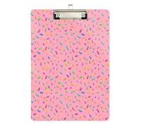 Créez un motif sans couture de bonbons colorés dispersés au hasard sur un fond rose tendre - 1 porte-bloc en acrylique pour infirmières et bureau, planche à clip en plastique avec clip à profil bas