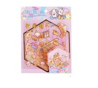 Créez vos propres autocollants de maison - Autocollants de scène de dessin animé 3D DIY, kit de paysage de cabine miniature, pack de décoration créative pour chambre d'enfant, ensemble de conception