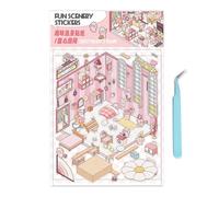 Créez vos propres autocollants de scène,autocollants de scène miniatures, Décalcomanies de maison de dessin animé à effet, Créez vos propres autocollants de scène, autocollants scènes pour adultes,